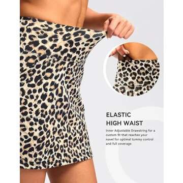 Viodia 16" Golf Skorts Skirts for Women Tennis Athletic Rip Skort Womens High Waisted Skirt for Casual Summer Leopard