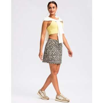 Viodia 16" Golf Skorts Skirts for Women Tennis Athletic Rip Skort Womens High Waisted Skirt for Casual Summer Leopard