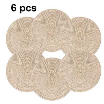 YIVIVEN Round Placemats Set - Chic Ivory White Woven Style