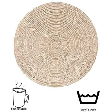 YIVIVEN Round Placemats Set - Chic Ivory White Woven Style