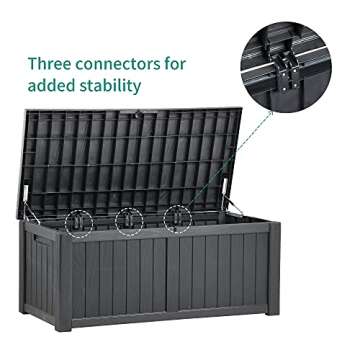 YITAHOME 120 Gallon Outdoor Storage Deck Box, Large Resin Patio Storage for Outdoor Pillows, Garden Tools and Pool Supplies, Waterproof, Lockable, (Dark Grey)