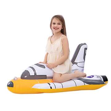 JOYIN Inflatable Space Shuttle Ride On Pool Float for NASA Astronaut Party Supplies, Summer Water Pool Toys for Kids
