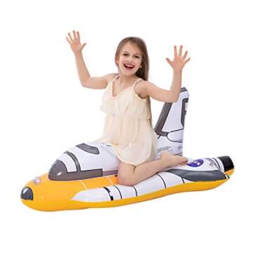 JOYIN Inflatable Space Shuttle Ride On Pool Float for NASA Astronaut Party Supplies, Summer Water Pool Toys for Kids