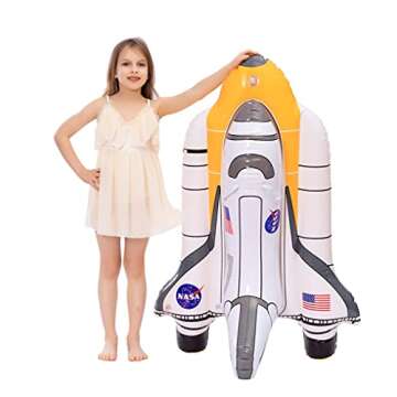 JOYIN Inflatable Space Shuttle Ride On Pool Float for NASA Astronaut Party Supplies, Summer Water Pool Toys for Kids