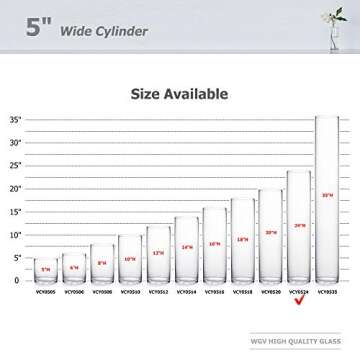 WGV Quality Thick Cylinder Glass Vase, Diameter 5", Height 24", Clear, Floral Planter Container, Tall Centerpiece Arrangement for Wedding Event Home Decor, 1 Piece