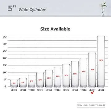 WGV Quality Thick Cylinder Glass Vase, Diameter 5", Height 24", Clear, Floral Planter Container, Tall Centerpiece Arrangement for Wedding Event Home Decor, 1 Piece