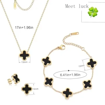 Elegant TICVRSS Lucky Clover Jewelry Set for Women