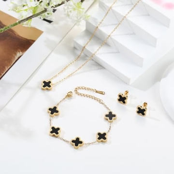 Elegant TICVRSS Lucky Clover Jewelry Set for Women