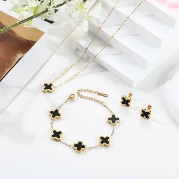 Elegant TICVRSS Lucky Clover Jewelry Set for Women
