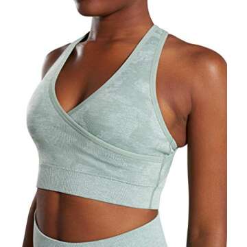 HAODIAN Women's Yoga Outfits 2 Piece Set Camo Seamless Leggings and Sports Bra Gym Exercise (Green,L)