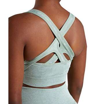 HAODIAN Women's Yoga Outfits 2 Piece Set Camo Seamless Leggings and Sports Bra Gym Exercise (Green,L)