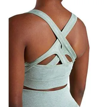 HAODIAN Women's Yoga Outfits 2 Piece Set Camo Seamless Leggings and Sports Bra Gym Exercise (Green,L)