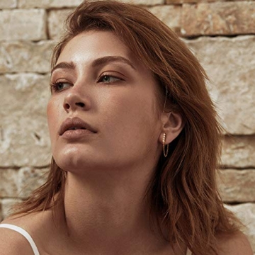 LOYATA Chain Stud Earrings 14K Gold Plated Gift for Women