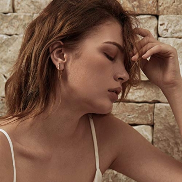 LOYATA Chain Stud Earrings 14K Gold Plated Gift for Women