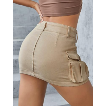 Stylish Low Waist Cargo Denim Mini Skirt for Women