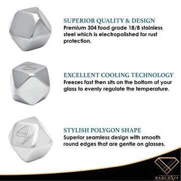 Barluxia Stainless Steel Ice Cube Gift Set for Whiskey