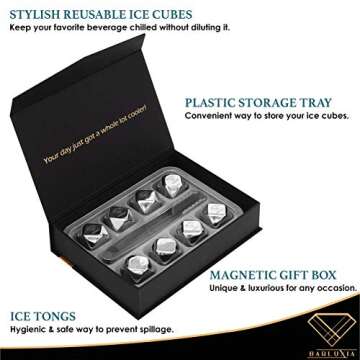 Barluxia Stainless Steel Ice Cube Gift Set for Whiskey