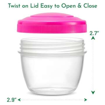 MosJos Snack Containers (4 Set) - 4.75 Oz Small Food Storage Cups with Lids - Fruit, Nuts, Sauce, Condiments & Salad Container for Lunch Box - (Bright Colors)