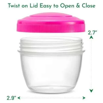 MosJos Snack Containers (4 Set) - 4.75 Oz Small Food Storage Cups with Lids - Fruit, Nuts, Sauce, Condiments & Salad Container for Lunch Box - (Bright Colors)