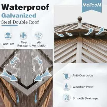 MELLCOM 12' X 16' Hardtop Gazebo - Durable Outdoor Canopy