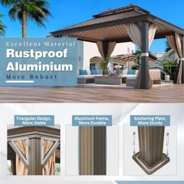 MELLCOM 12' X 16' Hardtop Gazebo - Durable Outdoor Canopy