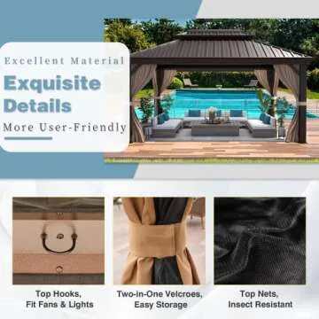 MELLCOM 12' X 16' Hardtop Gazebo - Durable Outdoor Canopy