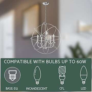 Kira Home Orbits II Large 24" 5-Light Modern Sphere/Orb Chandelier, Chrome Finish