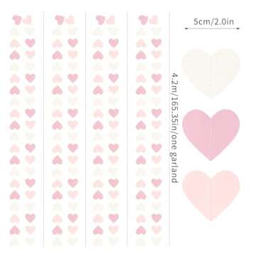 Pink-White Girls Birthday Party-Decorations Heart-Garland - 52Ft Proposal Galentines Wedding Paper S...