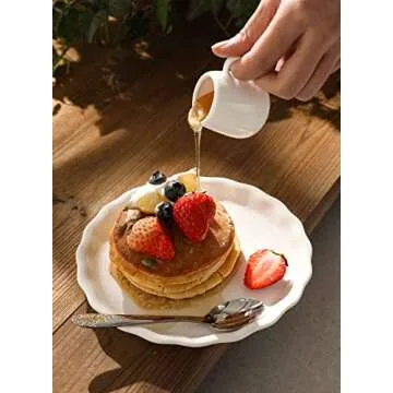 Sweese 168.001 Porcelain Dessert Plates - 7.4 Inch - Set of 6, White, Flower Side