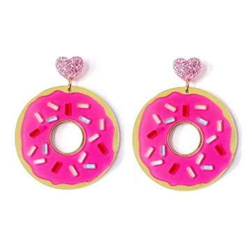 Unique Acrylic Ice Cream Donut Dangle Earrings - Fun Party Jewelry
