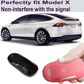RAYSUN Key Fob Cover for Tesla Model X - Soft Silicone Duo