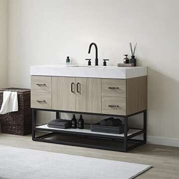 VINNOVA Toledo 48-Inch Bathroom Vanity in Light Walnut