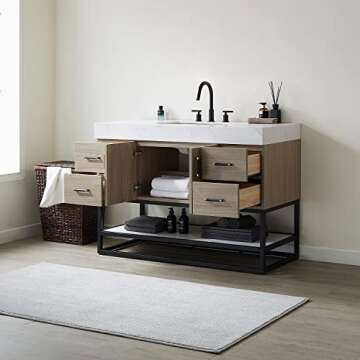 VINNOVA Toledo 48-Inch Bathroom Vanity in Light Walnut