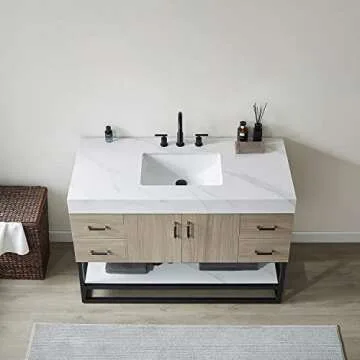 VINNOVA Toledo 48-Inch Bathroom Vanity in Light Walnut