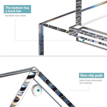 DINGHUO Acrylic File Desk Organizer, Small 2-in-1 Mail Letter Bill Organizer with 3 Sections File Holder, Office Desk Accessories for Home School Work- 1 Pack