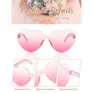 Dunzy 18 Pairs Heart Shaped Sunglasses for Parties