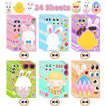 Easter Stickers - DIY Happy Easter Egg Bunny Sticker for Kids, Easter Crafts Stickers Kids Game Toys...
