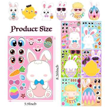 Easter DIY Stickers - Craft Kids Favor Pack (24 Sheets)