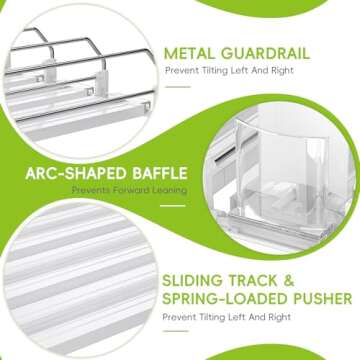 Soda Can Dispenser for Refrigerator,Self-Pushing Drink Organizer for Fridge, Width Adjustable Fridge Organization, Beer Pop Can Water Bottle Drink Dispenser for Fridge (15.1"D) White (5 Row, White)