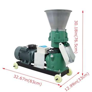 INTSUPERMAI 4mm Animal Pellet Feed Mill Machine with 3 Head Rollers Animal Food Maker Feed Granulato...