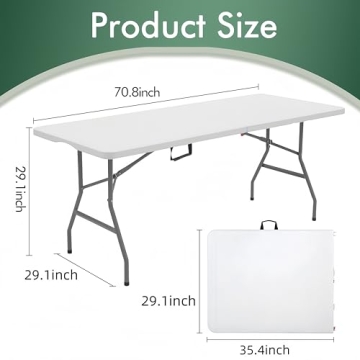 EDEBIBY 6-Foot Portable Folding Table for Events