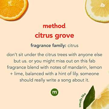 Method Gel Dish Soap, Citrus Grove, Biodegradable Formula, Tough on Grease, 18 Fl Oz (Pack of 6)