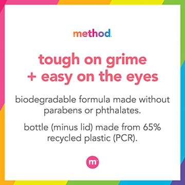 Method Gel Dish Soap, Citrus Grove, Biodegradable Formula, Tough on Grease, 18 Fl Oz (Pack of 6)