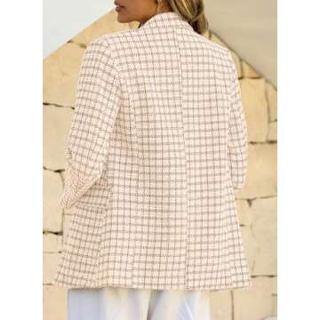 Happy Sailed Women's Plaid Blazers Suit Jackets Fashion Double Breasted Lapel Collar Oversized Tweed...