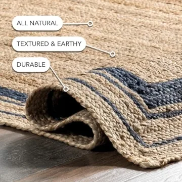 nuLOOM Rikki Coastal Braided Jute Rug 10x14 in Navy