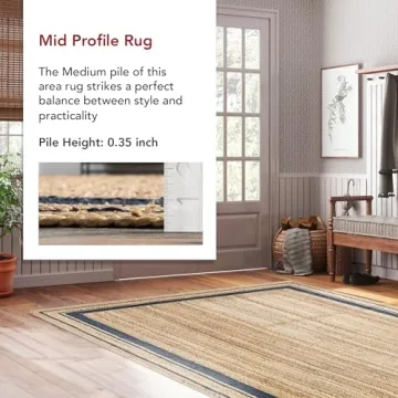 nuLOOM Rikki Coastal Braided Jute Rug 10x14 in Navy