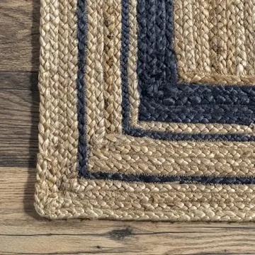 nuLOOM Rikki Coastal Braided Jute Rug 10x14 in Navy