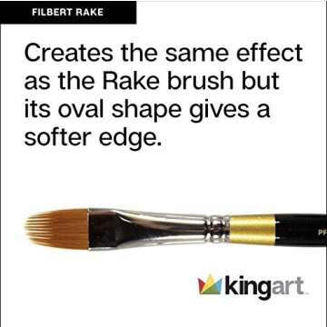 KINGART B-021 Premium 3 pc. Original Gold 9520 Series Filbert RAKE Artist Brush Set, Synthetic Golden Taklon Hair for Acrylic, Watercolor and Gouache Painting, Short Handle, 3 Sizes: 1/8", 1/4", 1/2"