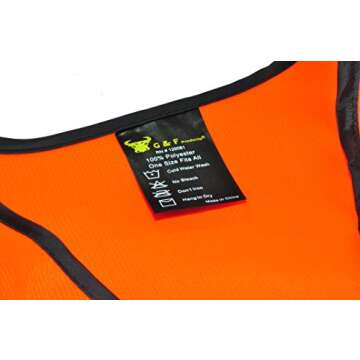 G & F 41113 Industrial Safety Vest with Reflective Stripes, Neon Orange