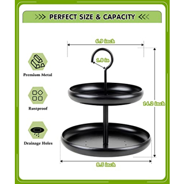 BOLITE Bird Feeder for Outdoors Hanging, Wild Bird Feeders for Outside, 18039 Two-Tier Tray Bird Feeder, Black